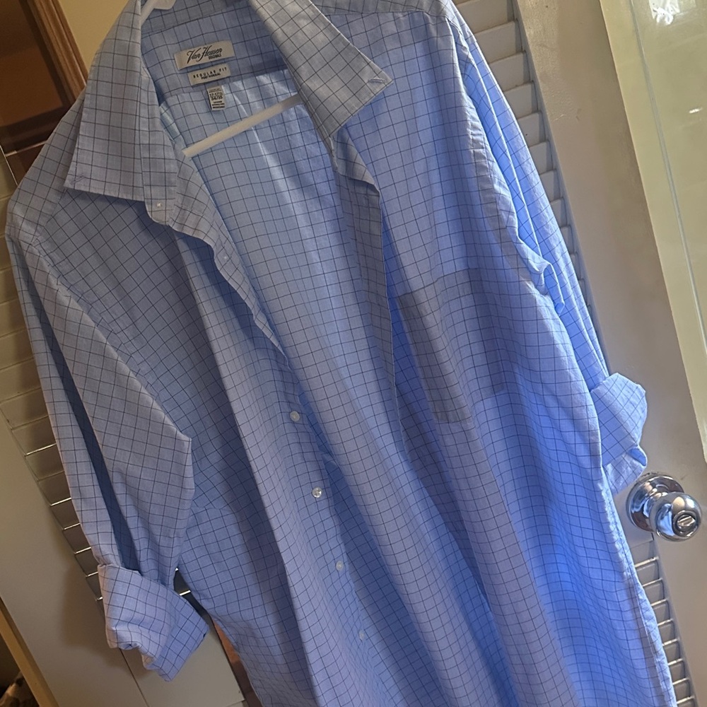Van Heusen Light Blue Checkered Dress Shirt